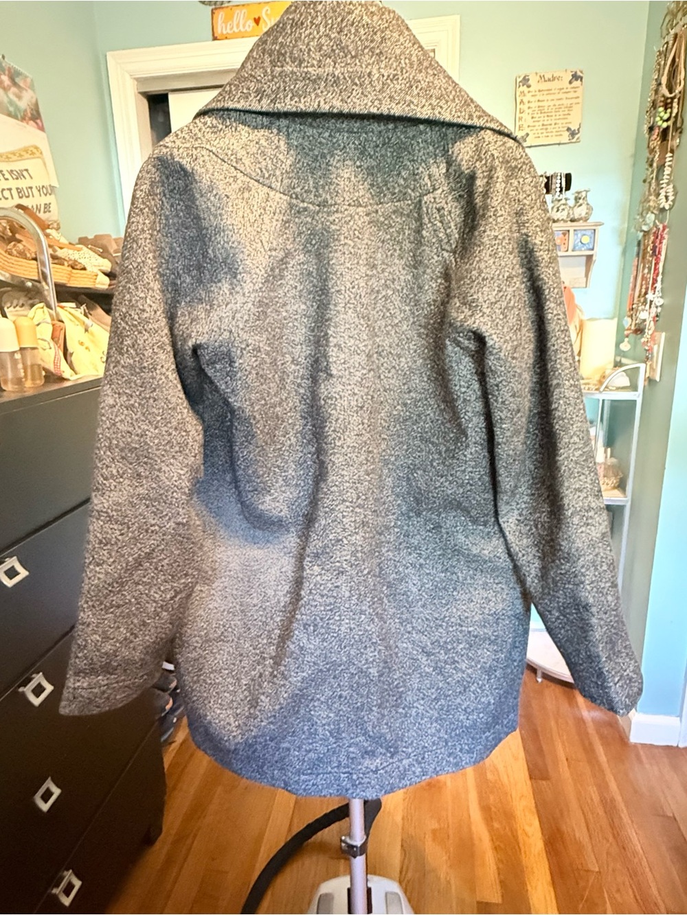 Yigal Azrouel Womems  Grey Button-Front Pea Coat - Picture 2 of 14